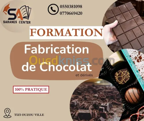 Formation de fabrication de CHOCOLAT et CARAMEL