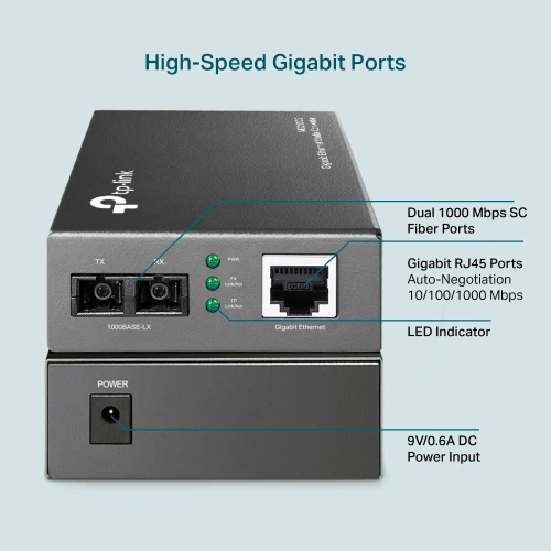  TP-Link Convertisseur de média MC210CS Gigabit Ethernet