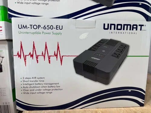 ONDULEUR UNOMAT UPS UM-TOP-650VA ( POSITIONNEMENT HORIZONTAL) 6 SORTIES UNIVERSELLES + USB