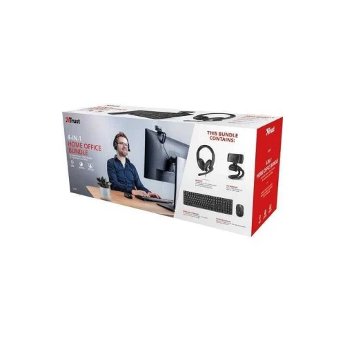 Trust QOBY Kit 4-en-1  avec clavier sans fil souris compacte sans fil webcam HD et Casque filaire