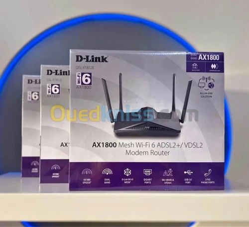 D-Link DSL-X1852E Modem Router Wi-Fi 6 AX1800 VDSL2/ADSL2+