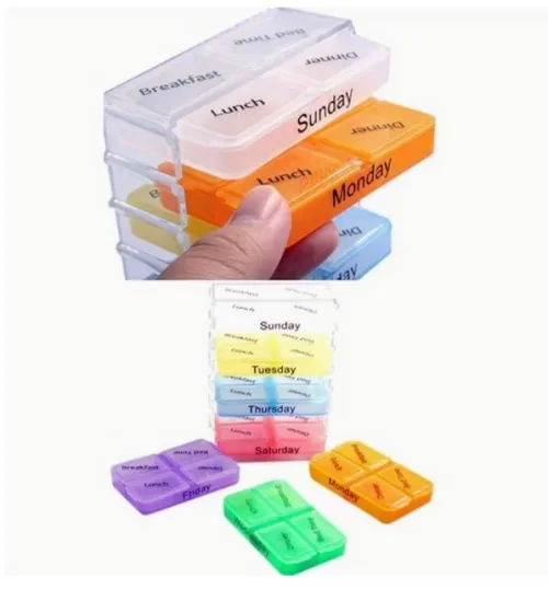 Pilulier Hebdomadaire 7 Jours - Organisateur de Médicaments Amovible avec Compartiments Matin/Midi/Soir/Nuit