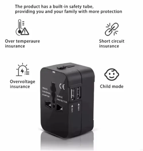 Adaptateur Voyage Universel 200+ Pays - Double USB & Protection Surtension