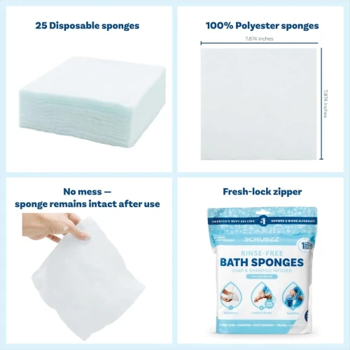 Lingettes De Bain Jetables Sans Rinçage - Douche Express il Suffit de les Humidifier et ils s'activent