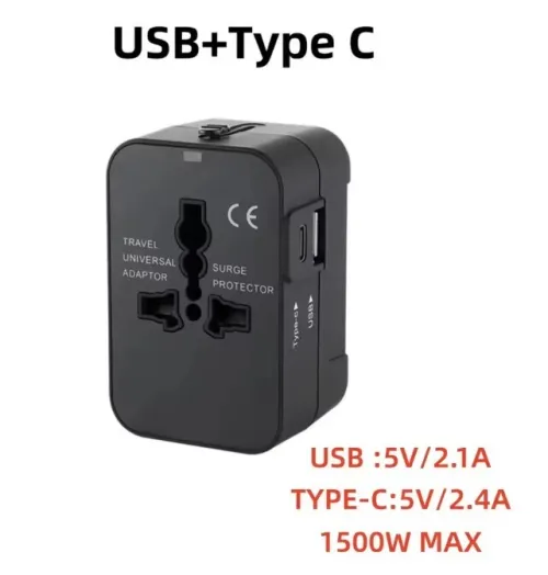 Adaptateur Voyage Universel 200+ Pays - Double USB & Protection Surtension
