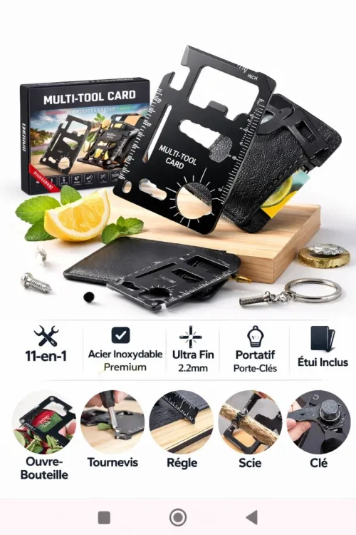 Outil Multifonction 46 En 1, Format Carte De Crédit, Accessoires De Survie Pour Camping, Equipement Polyvalent
