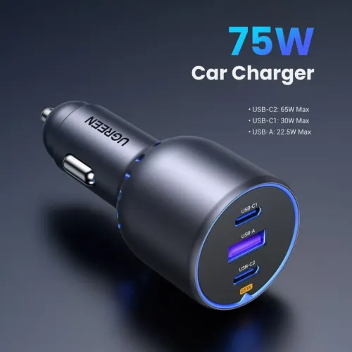 Chargeur Auto UGREEN 75W 3-Ports Fast Charger