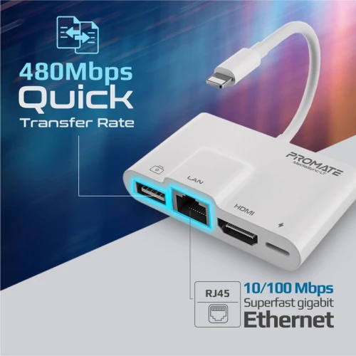 Hub PROMATE 4-IN-1 LIGHTNING MULTIMEDIA 
