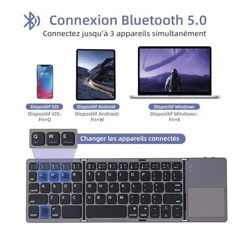 Clavier Sans fil Pliable avec Touchpad