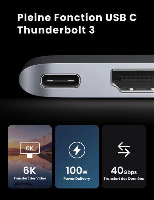 Hub Ugreen 6 in1 2 usb A 1 usb-c 100w Hdmi