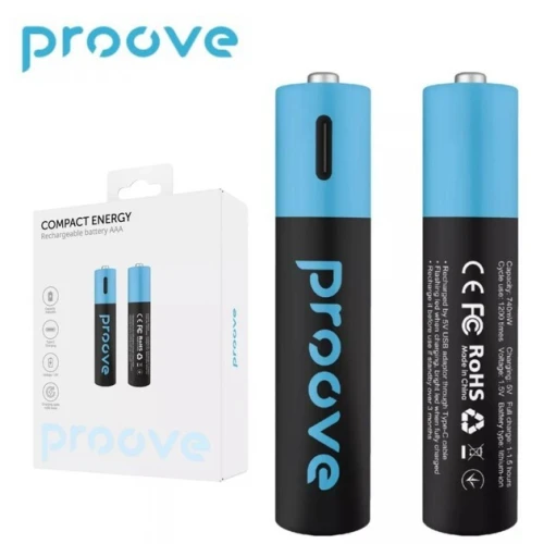 Piles rechargeables petit format Avec chargement Usb-c Proove AAA