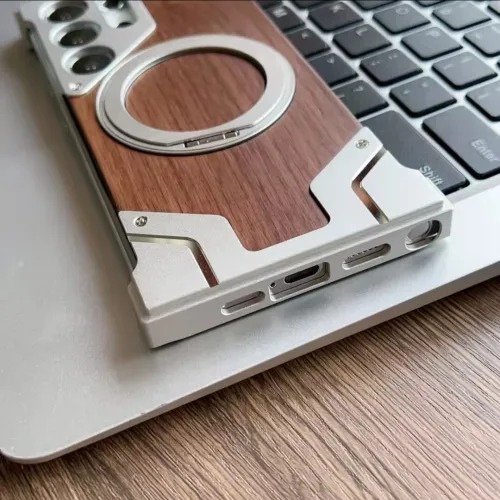 Antichoc, Coque Métallique S25Ultra avec Support MagSafe 