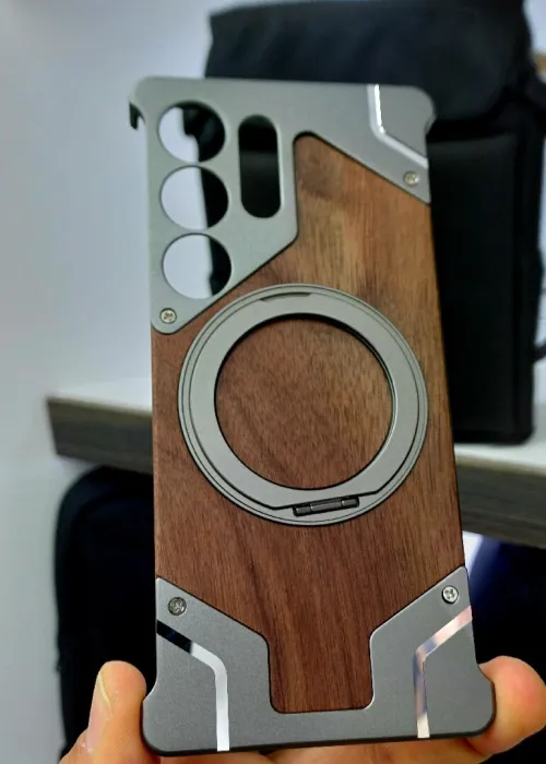 Antichoc, Coque Métallique S25Ultra avec Support MagSafe 