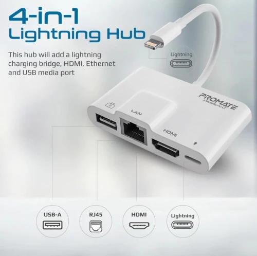 Hub PROMATE 4-IN-1 LIGHTNING MULTIMEDIA 