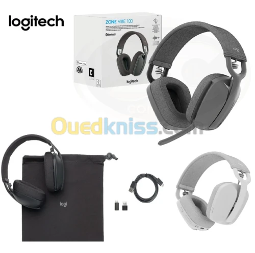 Casque ( ecouteurs / headset ) Logitech Zone Vibe 100 Bluetooth sans Fil/Filaire USB/Blanc