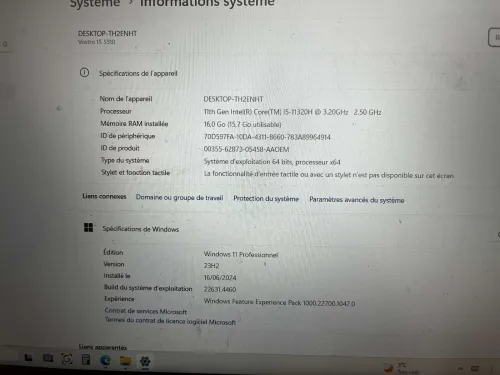 Pc portable vostro 15 5510 ..i5 11 em generation ram 16 gb 