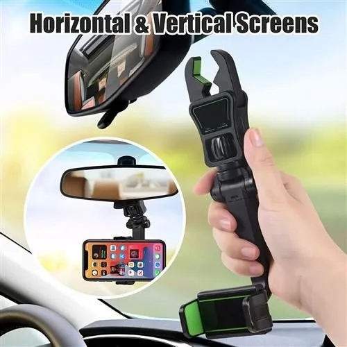 Support de téléphone voiture multifonctionnel pour rétroviseur, rotatif à 360 degrés