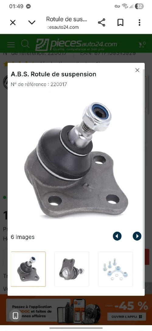 Rotules de suspension polo et seat