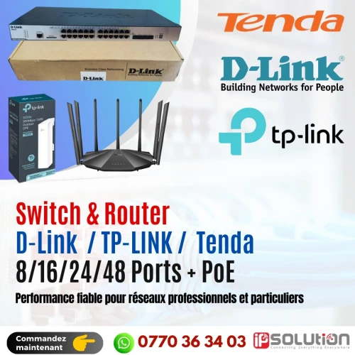 Switch & Router 8/16/24/48 Ports + PoE L1 L2 /D-Link / TP-LINK / Tenda