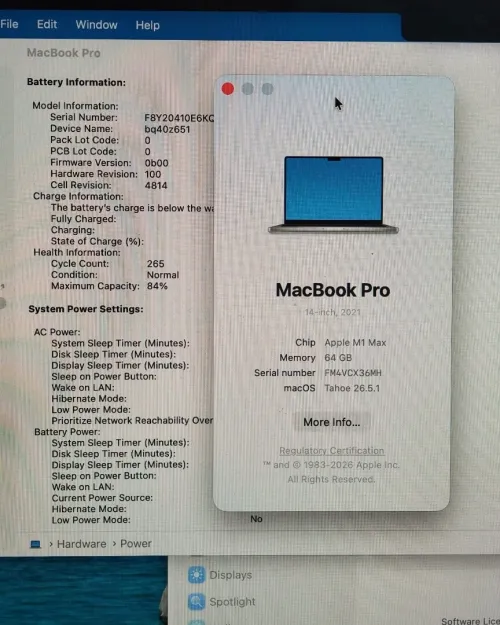 MACBOOK PRO 14pouces  M1 MAX MDM 64/1T