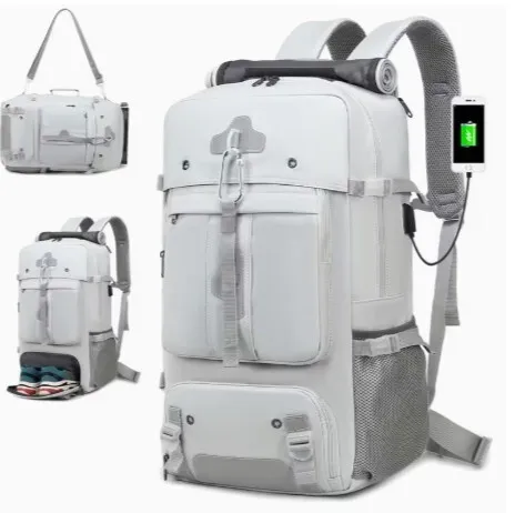 Sac à dos ENOSHI 50L USB  مثالي للسفر باقي غير زوج  Blanc B noir et  Gris