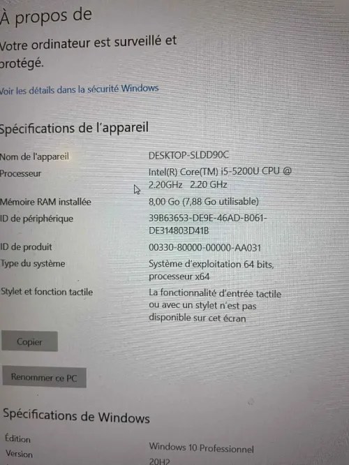 HP elite Book Intel(R) Core(TM) i5-5200U CPU