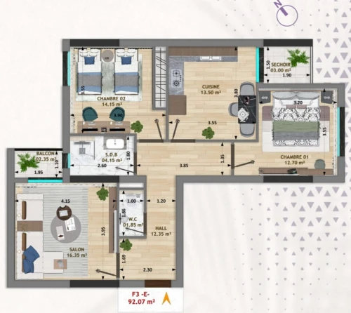 Vente Appartement F3 Oran Oran