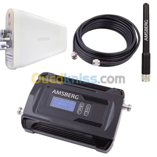 Kit Amplificateur Répéteur GSM AMSBERG WRE 918 Dual-Band 2G/4G 500m2 Made in Germany