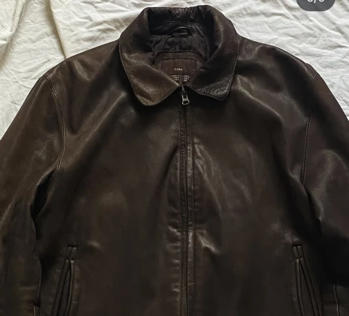 Veste cuire Marron 