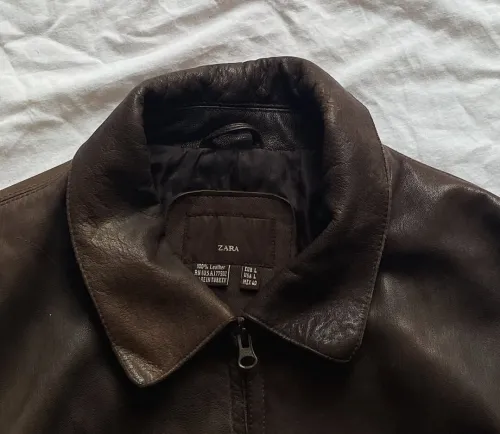 Veste cuire Marron 