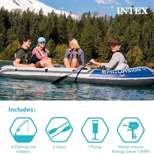 INTEX 68325EP  قارب هوائي متين مع مضخة ومجاديف للرحلات البحرية