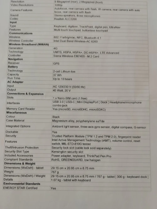 Lenovo Thinkpad X1 Tablette