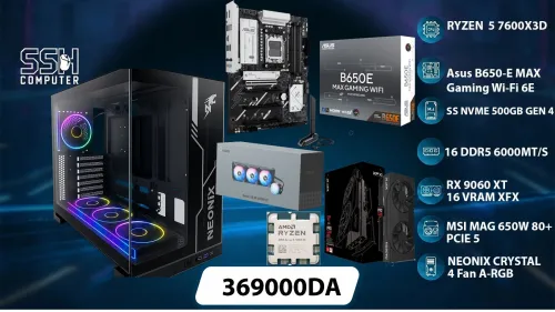 CONFIG PC GAMER - Ryzen 5 7600X3D / RX 9060XT 16GB / 16GB RAM DDR5 6000MT/S / 500GB SSD NVME GEN 4