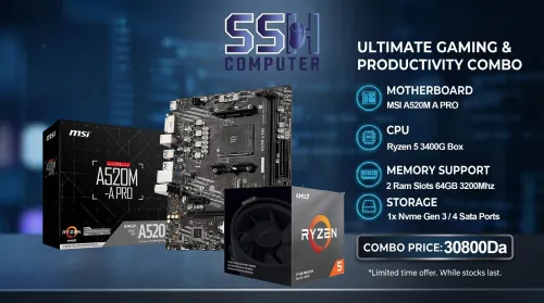 Kit Upgrade Ryzen 5 3400G + MSI A520M-A PRO