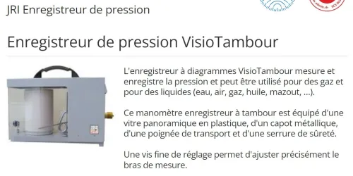 VISIOTAMBOUR MANOMETRE ENREGISTREUR