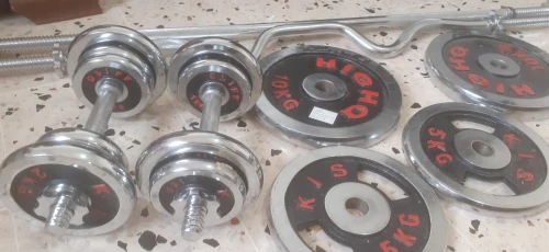Bare + haltère + disque 45kg