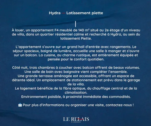 Location Appartement F4 Alger Hydra