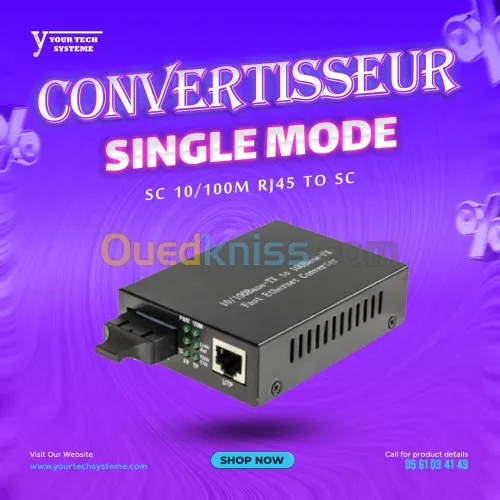 Convertisseur Fibre Optique SM SC 10/100 Mbps