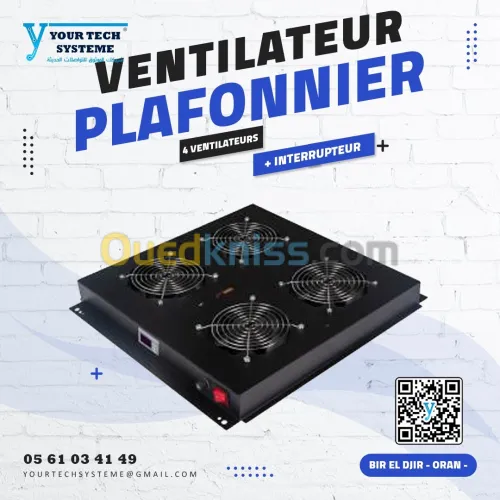 Ventilateur Plafonnier avec 4 Ventilateurs Intégrés + Interrupteur