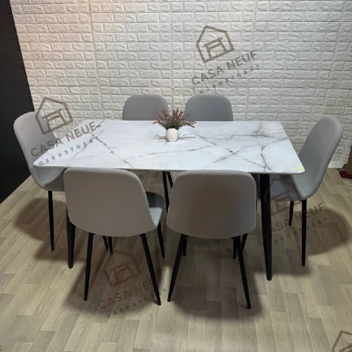 TABLE MARBRÉ AVEC 6 CHAISES POUR CUISINE