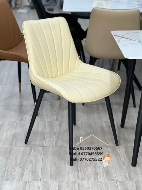 chaise en lin / cuir/ paollo et velours