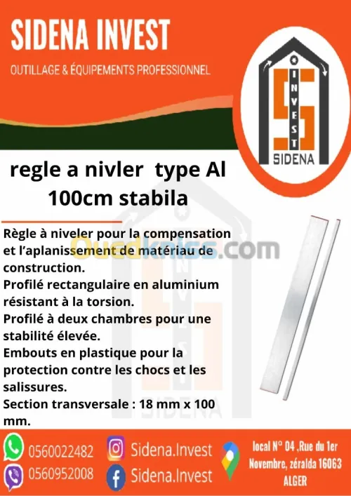 Règle à niveler STABILA Type AL, 100 cm - 07815 