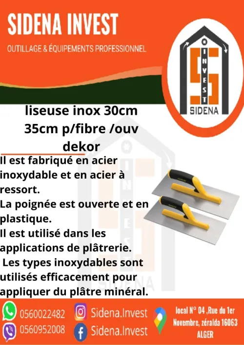 Lisseuse Inox 30 Cm 35 cm Arrondis P/Fibre/Ouv Ref: 092 094 ** DEKOR