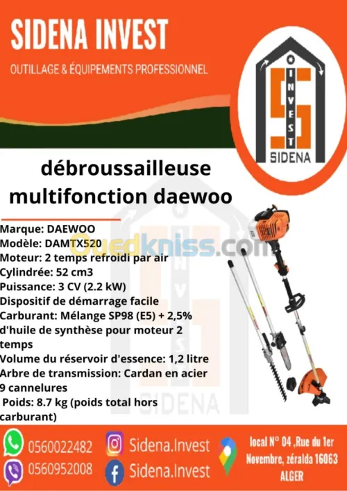 débroussailleuse Multifonction Jardinage 4 en 1 DAMT520 52cc