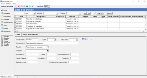 gestion et inventaire de stock