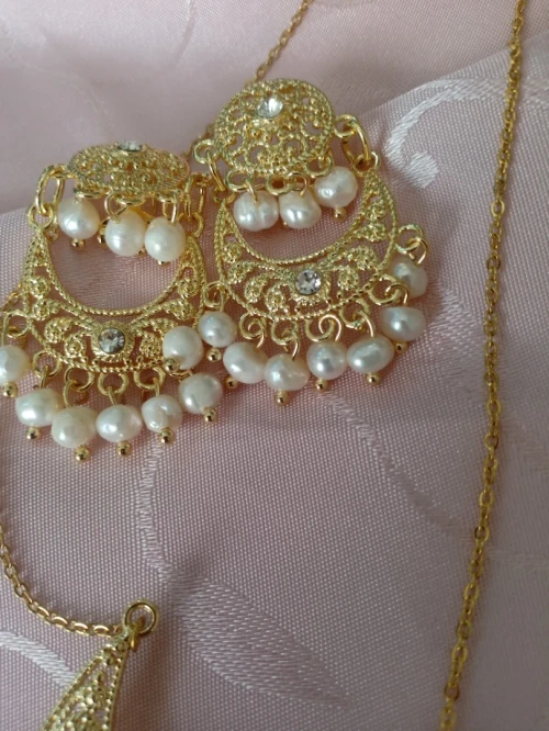 Parure en perles de culture et plaqué or XD garantie.طاقم من الجوهر الحر والبلاكيور 