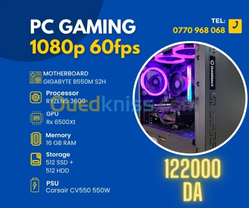 Pc gaming: R5 3600, Rx6500xt, Ram16go micro atx
