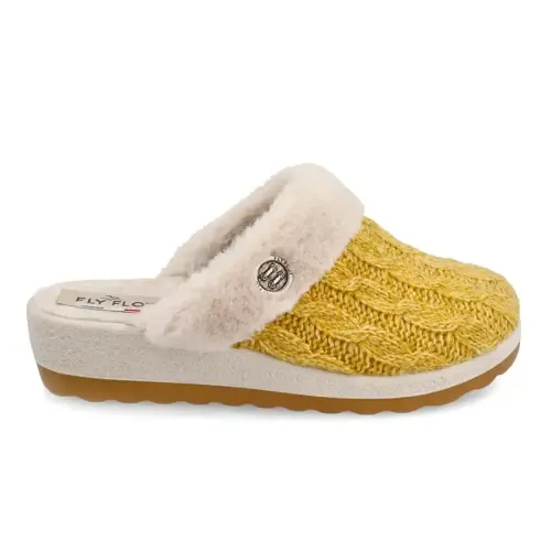 Cloth Woman Slipper Black Yellow