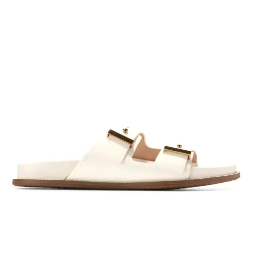 Marisol Footbed Sandals Ivory Patent Ltr