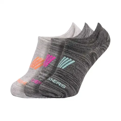 3Pk Women Non Terry No Show Grey / Multi